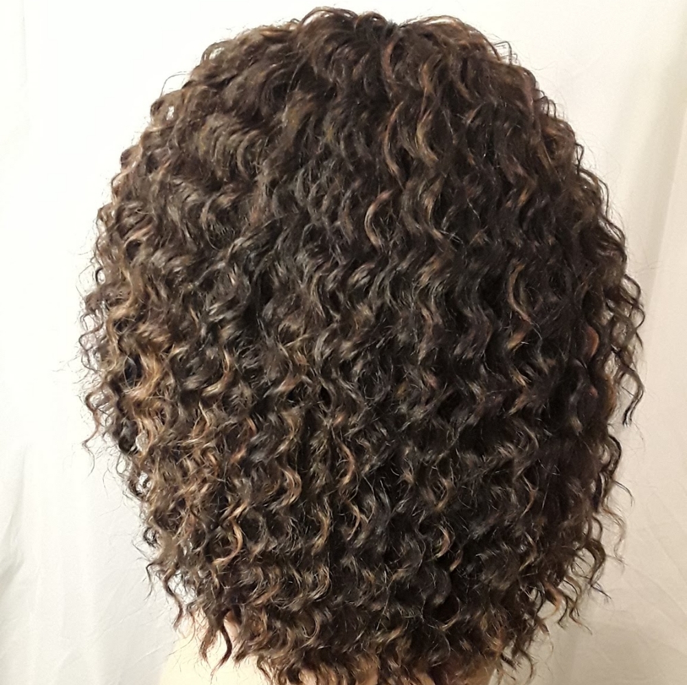 New Handmade Deep Twist Crochet Wig w/Bangs #1b - Picture 4 of 6